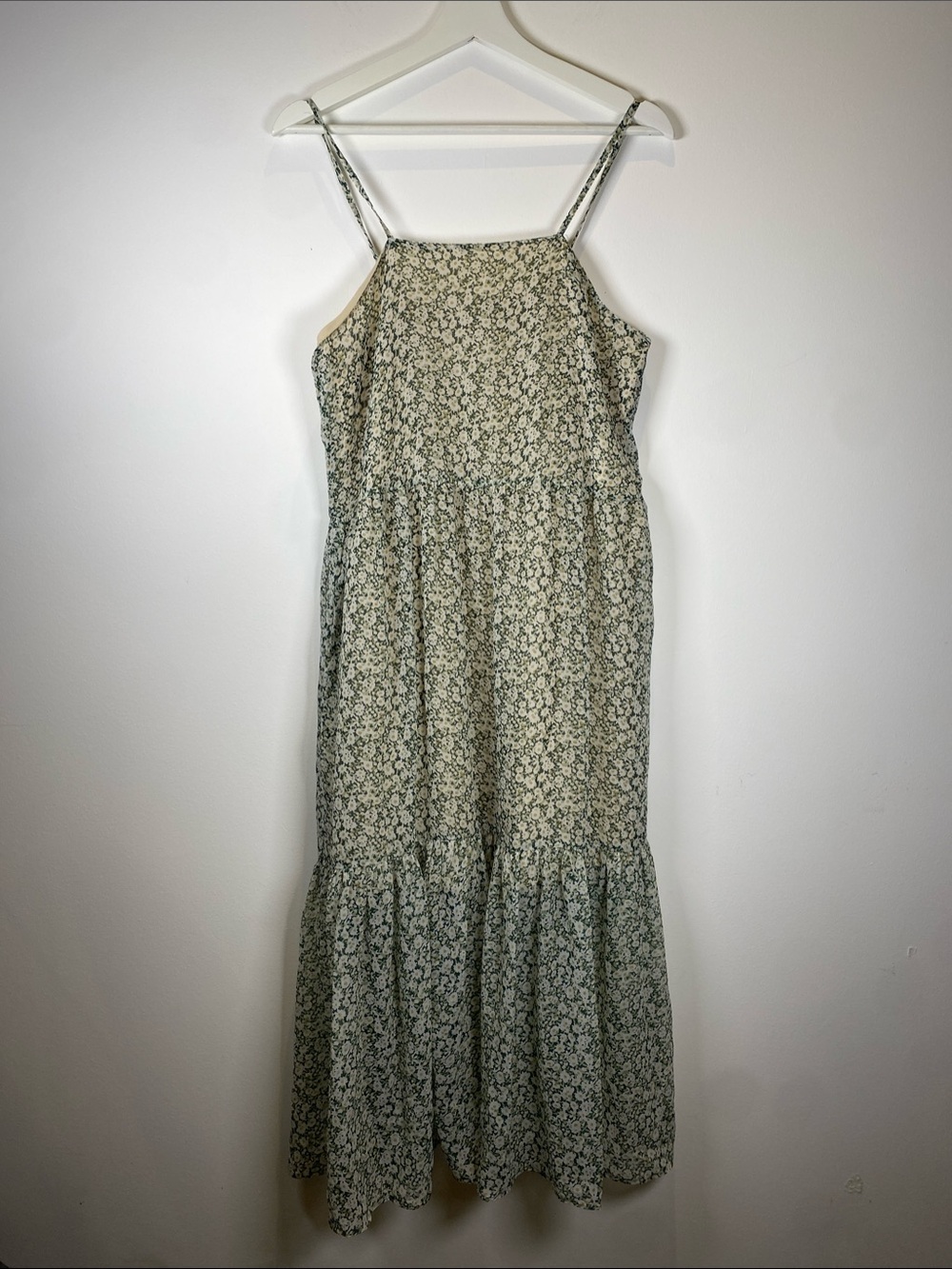 Oak & Fort - Spaghetti Strap Floral Maxi Dress in Sage Green